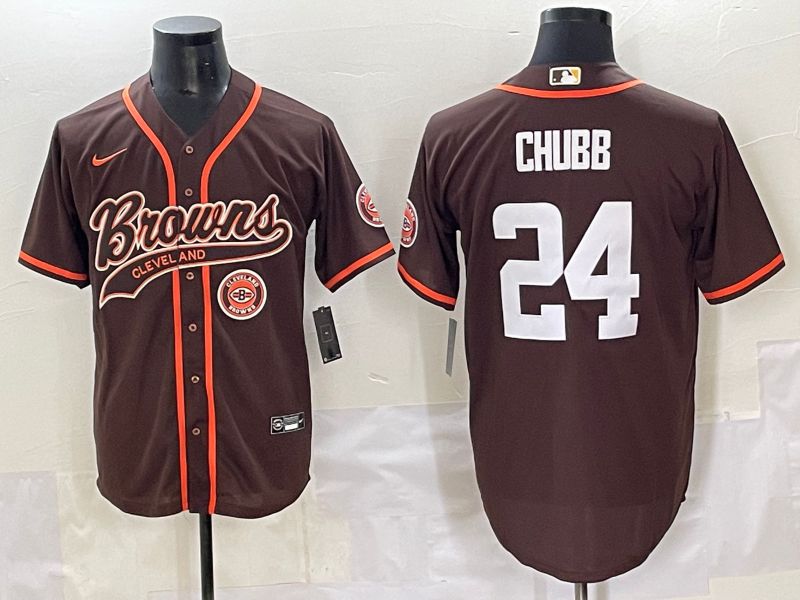Men 2025 Cleveland Browns #24 Chubb Brown Joint Name Nike Limited NFL Jersey style 6->cleveland browns->NFL Jersey